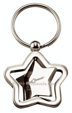 Starlette Chrome Key Ring W/ Revolving Star Center