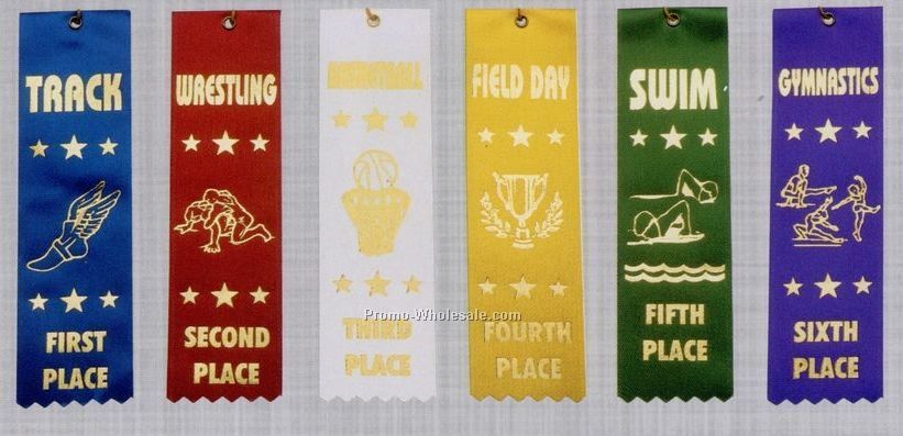 Stock Sports Ribbon (Card & String) - Wrestling - 4th Place