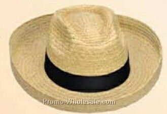 Straw Hat With Curled Brim (One Size Fit Most)