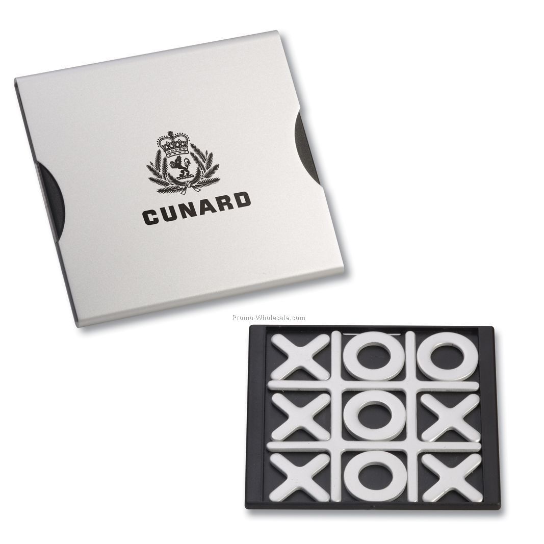 Tic-tac-toe Game Set In Brushed Aluminum Case