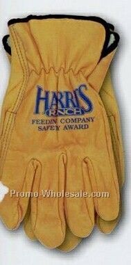 Top Grain Leather Drivers Glove W/ Shirred Elastic Back (Large)