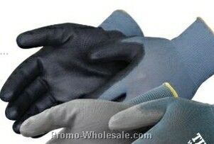 Ultra Thin Black Polyurethane Palm Coated Gray Knit Gloves (S-xl)