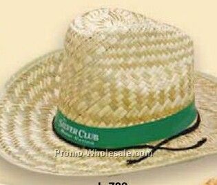 Western Hi-top Straw Hat With Imprinted Vinyl Band