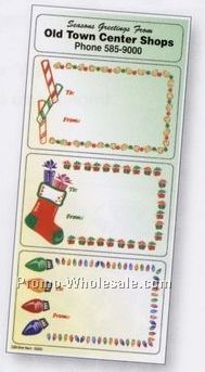 White Paper Christmas Gift Stickers With Stocking & Bulbs