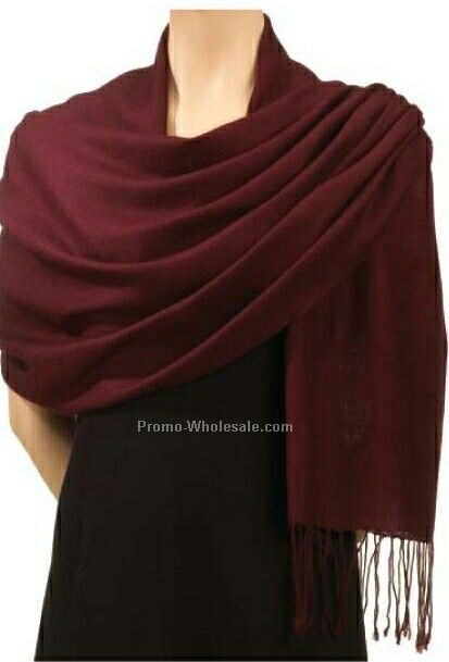 Wolfmark Maroon Pashmina Silk/Wool Blend Scarf