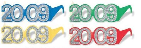 Year 2009 Glittered Foil Eyeglasses (Full Head Size)