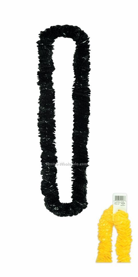 1-1/2"x36" Black Soft Twist Poly Leis W/ Individual Upc Code (144 Pieces)