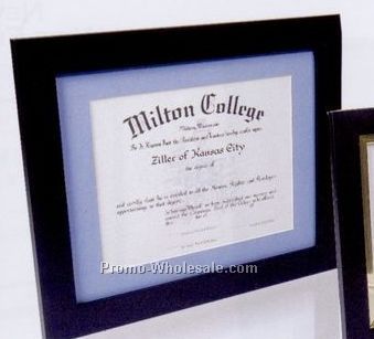 1-1/4" Wide Hardwood Certificate Frame W/ Matte Black Finish & Matboard