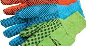 10 Oz. Canvas Work Gloves W/Pvc Dots - Fluorescent Blue