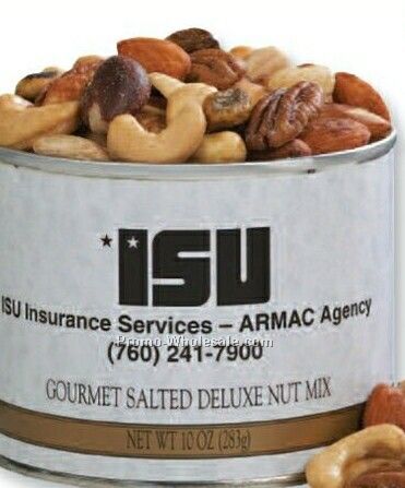 10 Oz. Deluxe Nut Mix In Tin W/ Custom Label