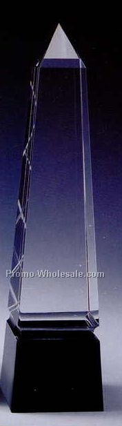 10"x2-3/8" Black Optic Crystal Eminence Obelisk Award W/Base