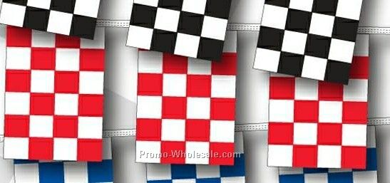100' 8 Mil Rectangle Checkered Race Track Pennant - Red/ White