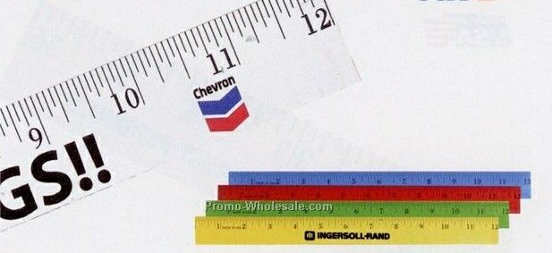 12" Enamel Wood Ruler With English Scale - Standard Delivery