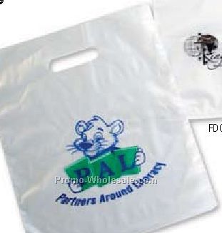 12"x15" 2 Mil. Frosted Clear Merchandise Bags W/ Die Cut Handle
