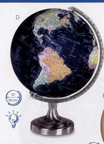 13"x12"x17" Orion Illuminated Black Ocean Globe