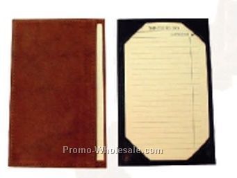14cmx9cm Medium Brown Stone Wash Cowhide Pocket Jotter W/3"x5" To-do Papers