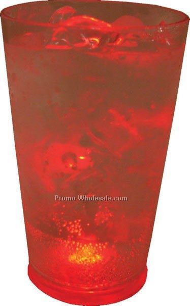 16 Oz. Red Light Up Pint Glass W/ 3 LED Lights