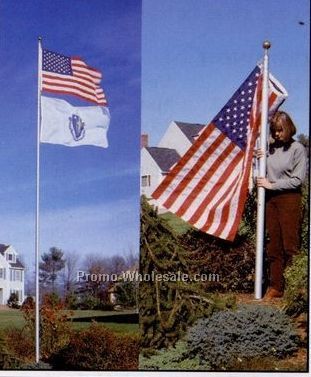 16' Residential Telescoping White Flagpoles