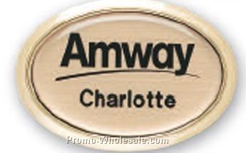 2-3/8"x1-1/2" Gold Screened & Engraved Domed Framed Badge