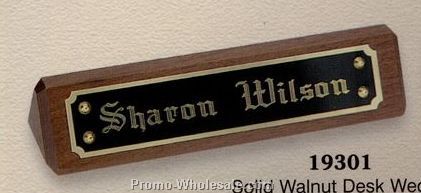 2"x8" Solid Walnut Triangle Desk Wedge Name Plate
