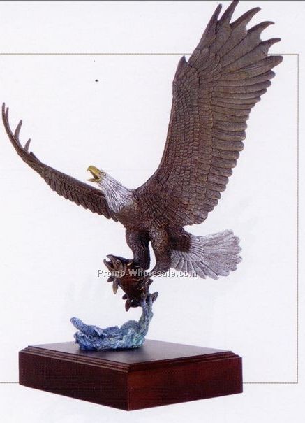 24" Lightning Strikes Eagle With Trout Sculpture