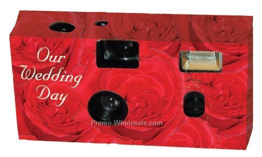 27 Exposure Wedding Design Camera W/Matching Table Card (Red Rose)