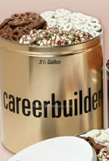 3-1/2 Gallon Custom Gift Tin - Mini Pretzels