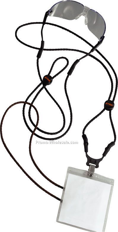 3/16" Leather-like Cord Dual-use Trade Show Lanyard