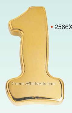 3-3/4"x2-1/4" Gold Plated Number 1 Paper Weight (Screened)