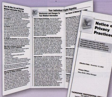 3-3/4"x8-1/2" Tri Folded Notice Of Privacy Practices