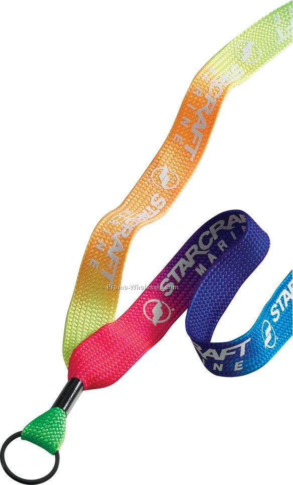 3/4" Tie-dye Multi-color Lanyard With Metal Crimp & Split Ring