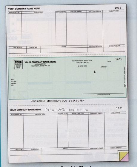 3 Part Ocr Accounts Payable Laser Check (Peachtree Compatible)