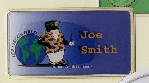 3"x1-1/2" Rectangle Name Badge W/ Pin Back Attachment