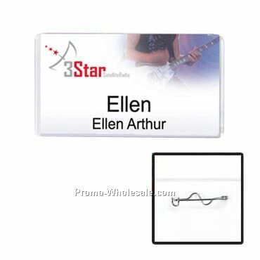 3"x1-1/2" Vinyl Nametag Holder W/ Pin Attachment