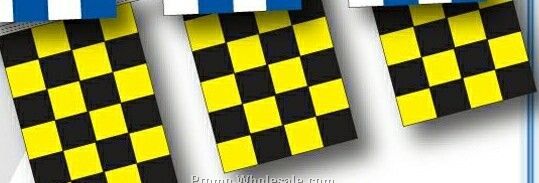 30' 8 Mil Rectangle Checkered Race Track Pennant - Black/ Yellow