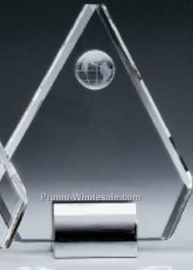 6"x2"x7-1/2" Medium Crystal Pentagon Peak Globe Award