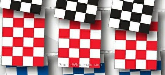60' 4 Mil Rectangle Checkered Race Track Pennant - Red/ White