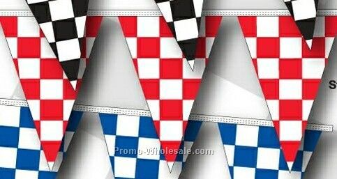 60' 8 Mil Triangle Checkered Race Track Pennant - Red/ White