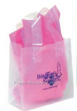 8"x3-1/2"x10" Frosted Clear Plastic Shopping Bags W/ 10" Gusset