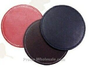 9-1/2cmx9-1/2cm Red Round Stone Wash Cowhide Coasters