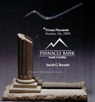 Acrylic Waterfall Column Award W/ Polycast Base (Laser Engraved)