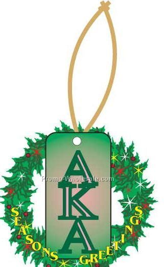 Alpha Kappa Alpha Sorority Letter Wreath Ornament W/ Mirror Back(4 Sq. In.)