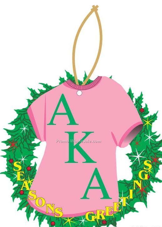 Alpha Kappa Alpha Sorority Shirt Wreath Ornament W/ Mirror Back (12 Sq. In)