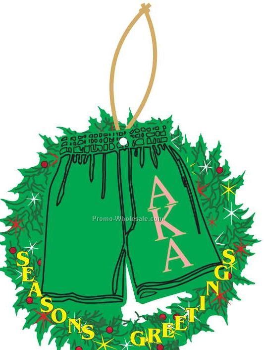 Alpha Kappa Alpha Sorority Shorts Wreath Ornament W/ Mirror Back(6 Sq. In.)