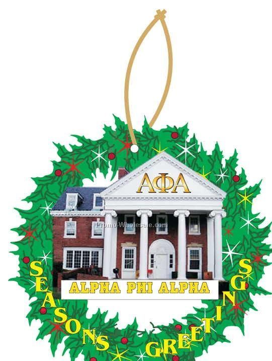 Alpha Phi Alpha Fraternity House Wreath Ornament W/ Mirror Back(8 Sq. Inch)