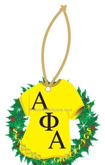 Alpha Phi Alpha Fraternity Shirt Wreath Ornament W/ Mirror Back (12 Sq. In)
