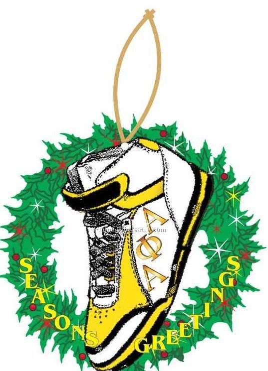 Alpha Phi Alpha Fraternity Shoe Wreath Ornament W/ Mirror Back (12 Sq. In.)