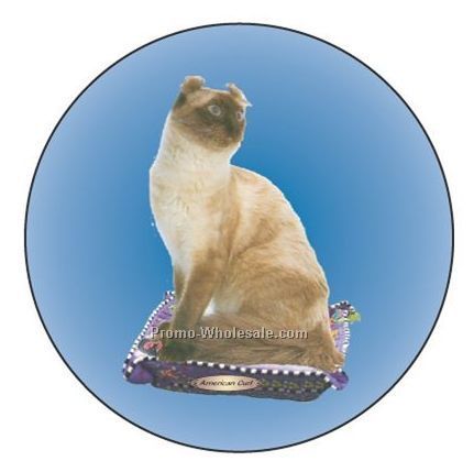 American Curl Cat Badge W/ Metal Pin (2-1/2")
