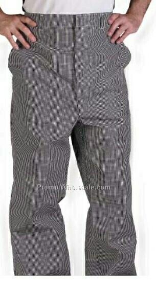 Black & White Check Flex Waist Poly/Cotton Chef Pant - (28"-42" Waist)