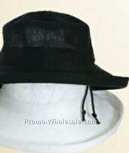 Black Hat W/ Roll Up Sides And Tie